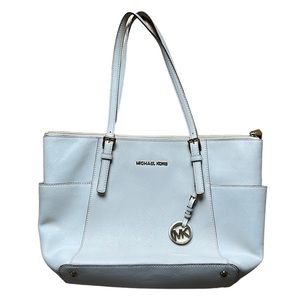 Michael Kors Leather White Ivory Jet Set Gilly Tote Purse Bag